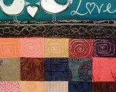 Love Birds patchwork mixed media original art