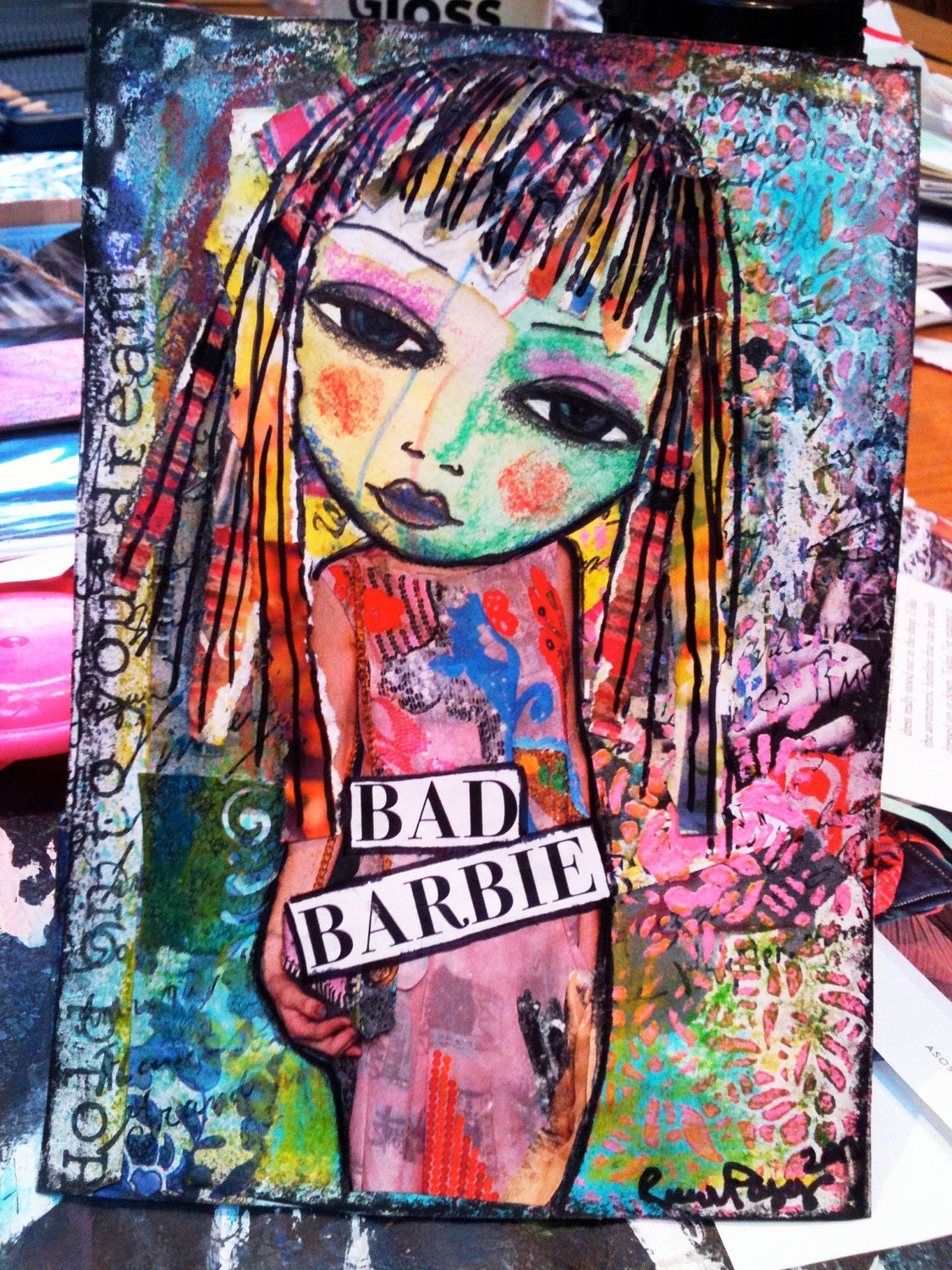 Bad Barbie -  Original Mixed Media Art