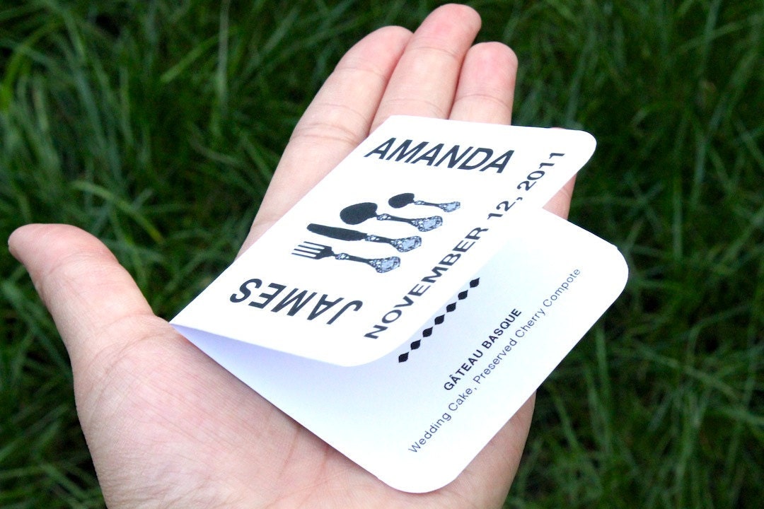 Mini Pocket Sized Wedding Menu // Professionally Worded // Custom Designed // Sample // Refundable