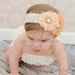 stella headband. two vintage shabby chic peach.orange flower.