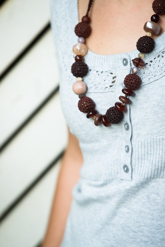 Brown bead necklace - Brown necklace in chocolate brown shades