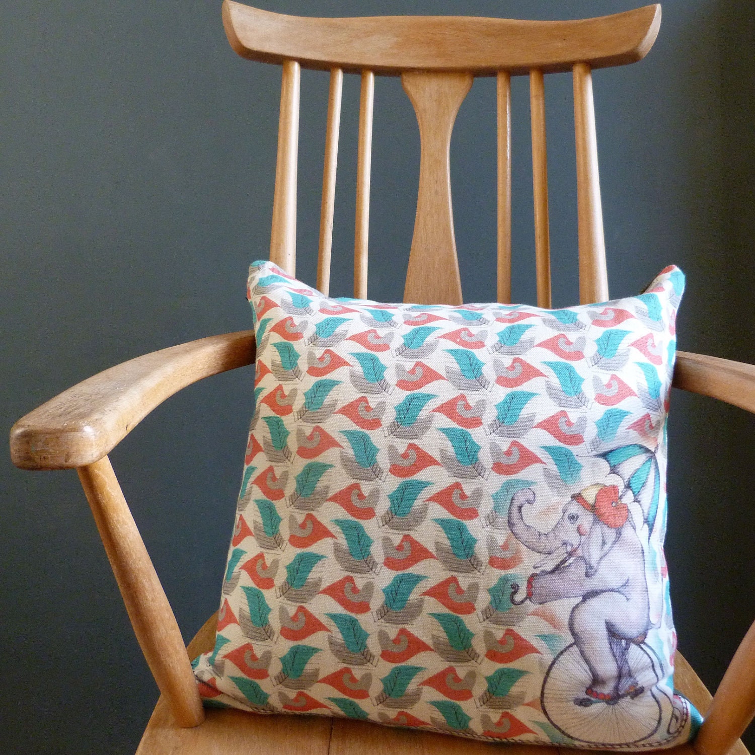 Cushion - Heidi LaLarge and the Flying Elephants - pillow - ORIGINAL PRINT