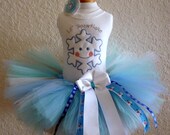 Winter tutu set. "Lil' Snowflake". Light blue, silver, and white.