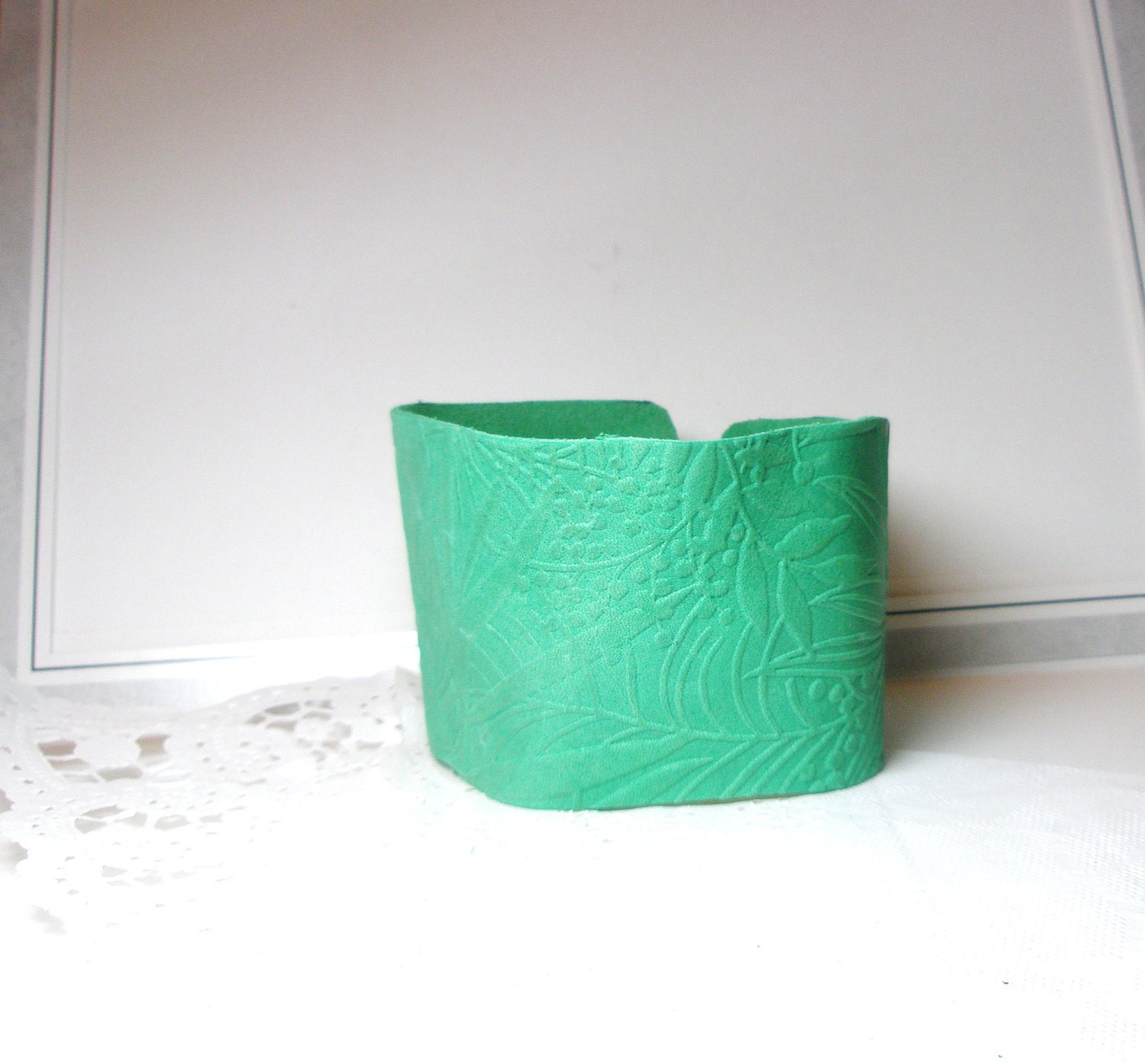 Coffee Cup Cozy Sleeve  Green Leather