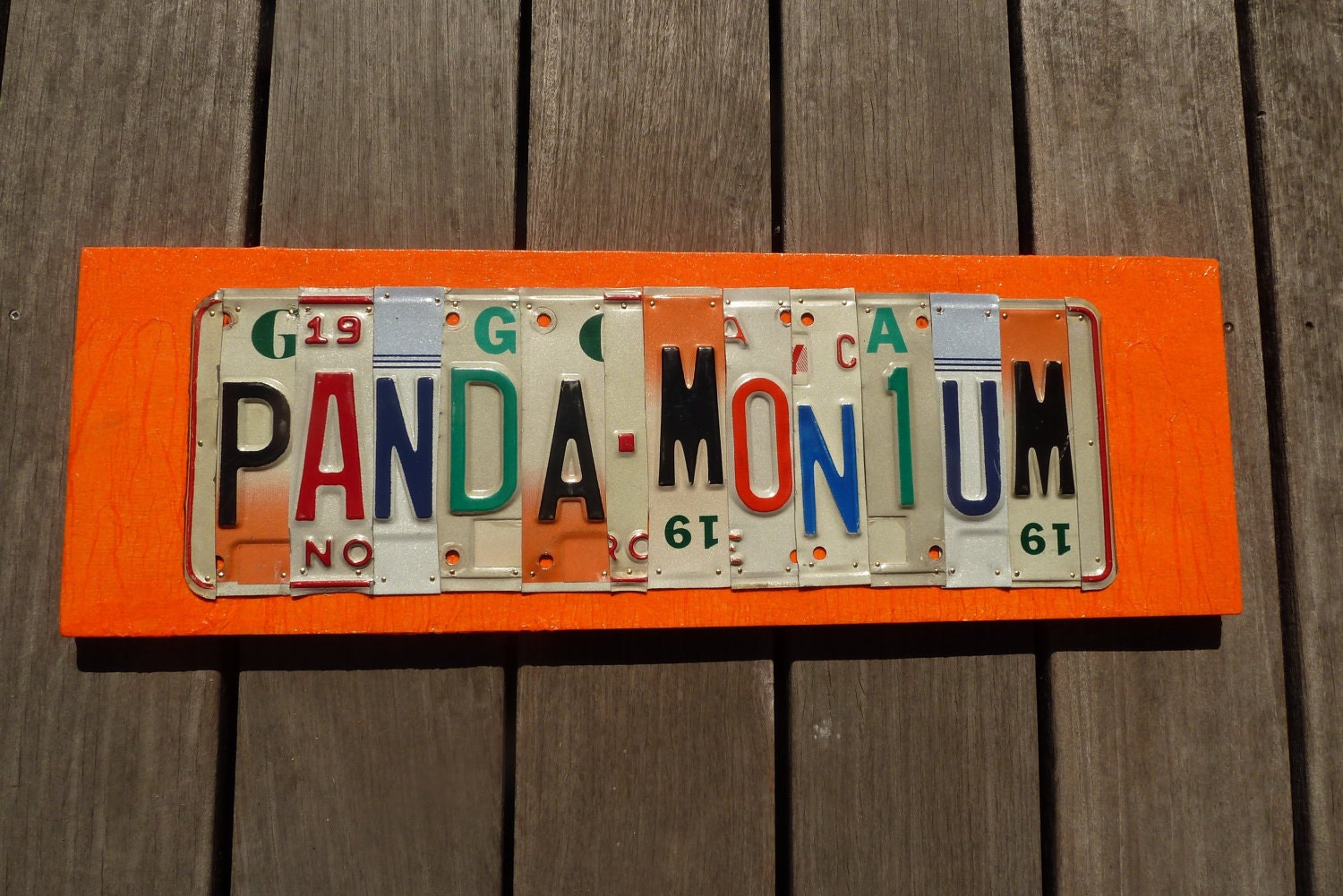PANDA-MONIUM -- SF Giants Fever custom recycled license plate art sign by LICENSE2SPELL
