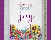 Today I Will Choose Joy Inspirational Rustic Wall Art Print Poster Home Decor 8x10 Positive Inspirational Quote Premium Print