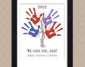 Personalized DIY Handprint Poster for Dad Child's Handprint Poster 8x10 Custom Children Names Premium Print