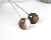Silver and copper earrings. Pendulum. Contemporary modern earrings. - MitzMetals