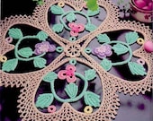 Fancy four-leaf clover irish crochet  doily pattern pdf and made to order