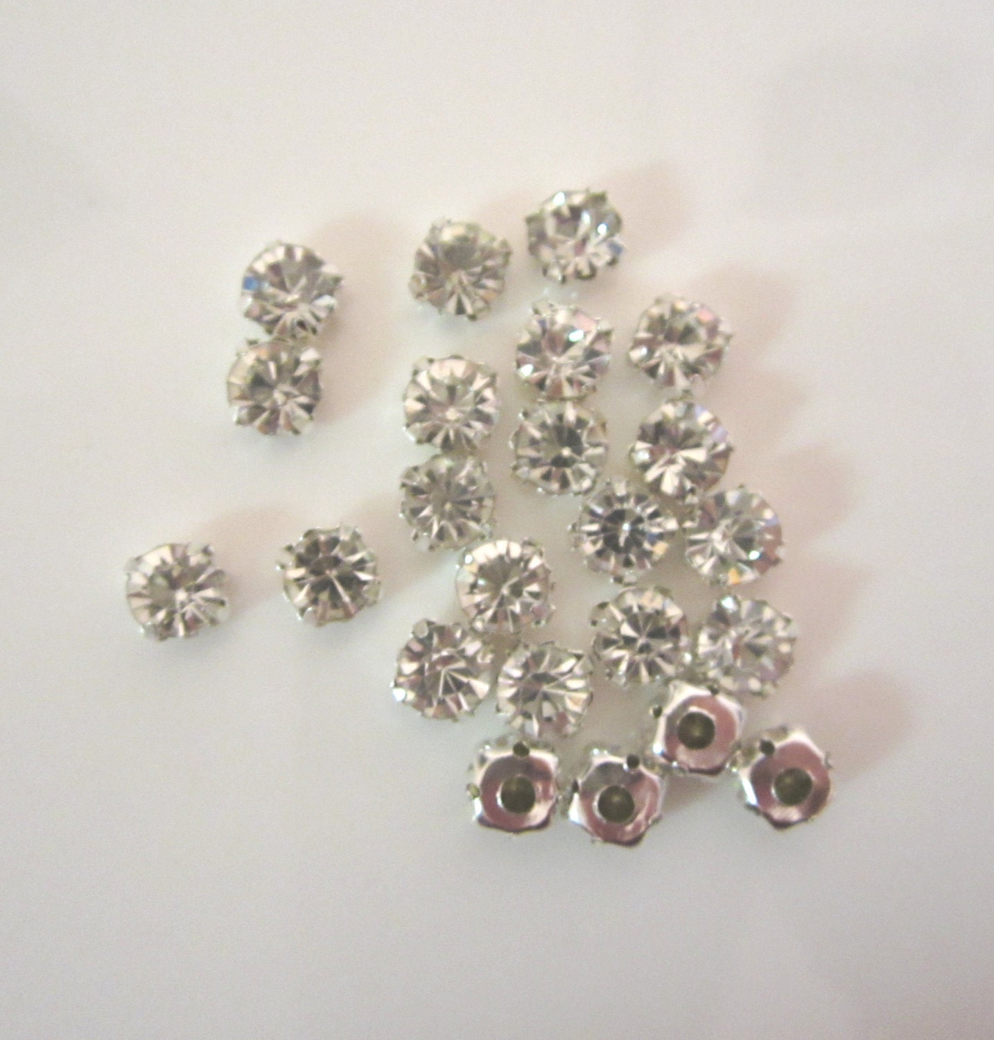 Sew on Rhinestones -- 7MM-- Super Sparkly -- 20 pcs