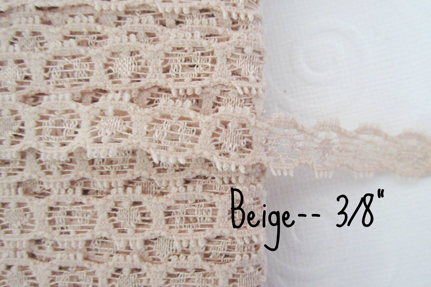 Stretch Lace Trim-- Beige-- 3/8" wide--5 yds