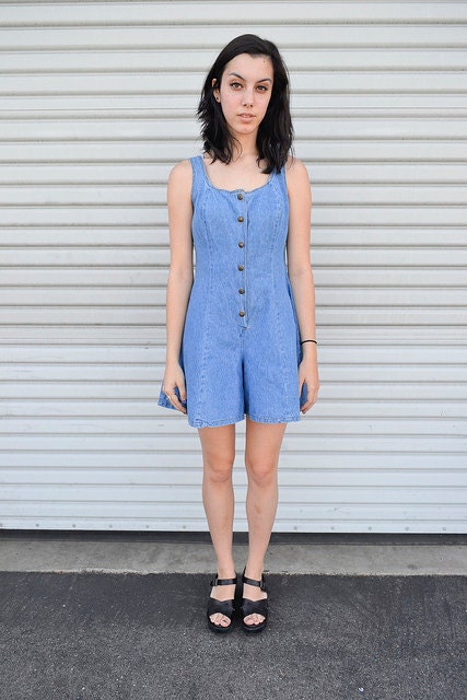 vtg 90s denim romper