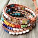 Southwestern Turquoise Leather Wrap Bracelet with Multi Gemstones, Native American inspired, Santa Fe jewelry 4X