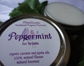 Natural Peppermint  Lip Balm - 1oz tin - organic natural skincare - 50% Off sale