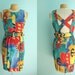 vintage 90s tribal sleeveless cutout back dress // size 13/14 // size large