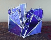 Shades Of Blue Stained Glass Candle Holder