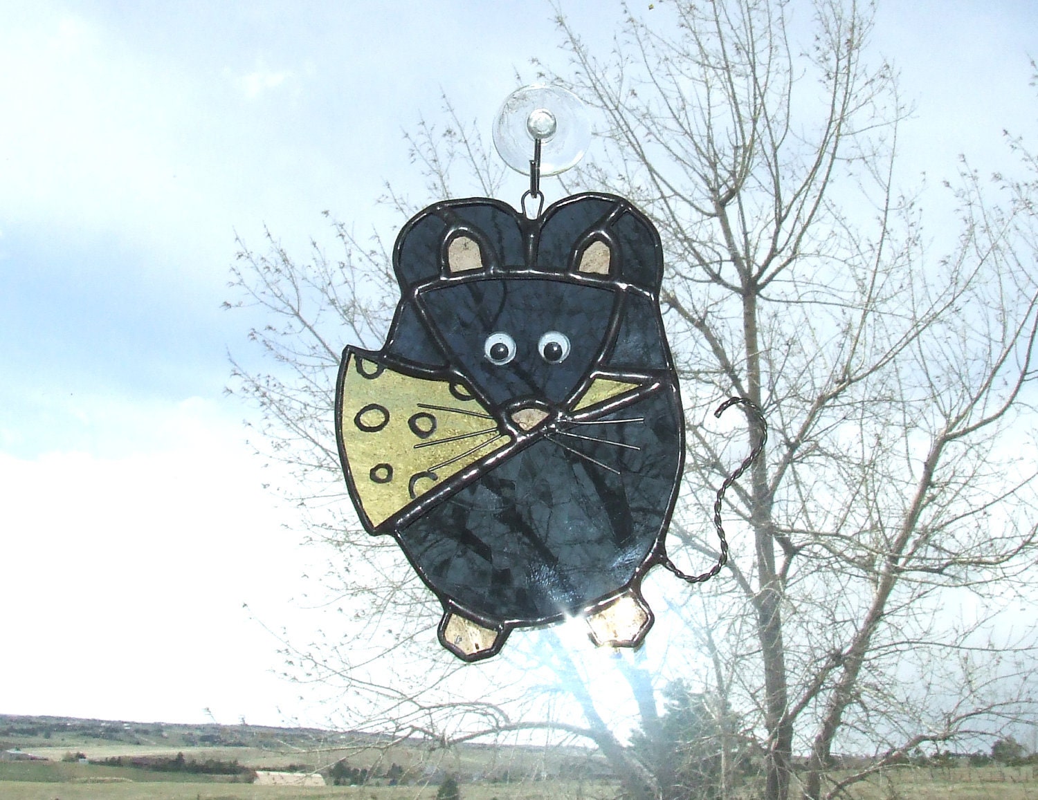Cheesy Mouse Stained Glass Suncatcher