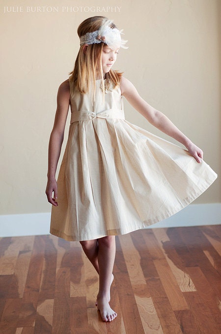 The Rosette Rustic Dress: Flower Girl Dress Cotton Satin Silk