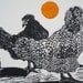Woodblock print: Two Hens