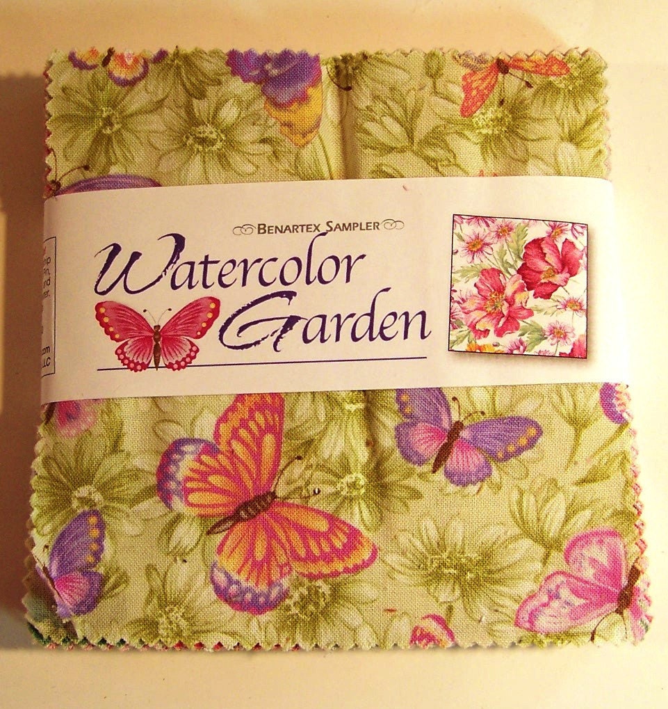 5" Pre Cut Charm Squares, Watercolor Garden by Benartex