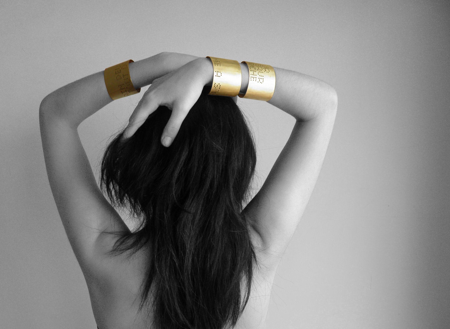 A-BRAILE bras bracelet, bangle, cuff, gold, phrase, personalized - mariasolorzano