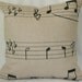 Musical Notes Decorative Linen Pillow Cover in Natural and Black 16x16