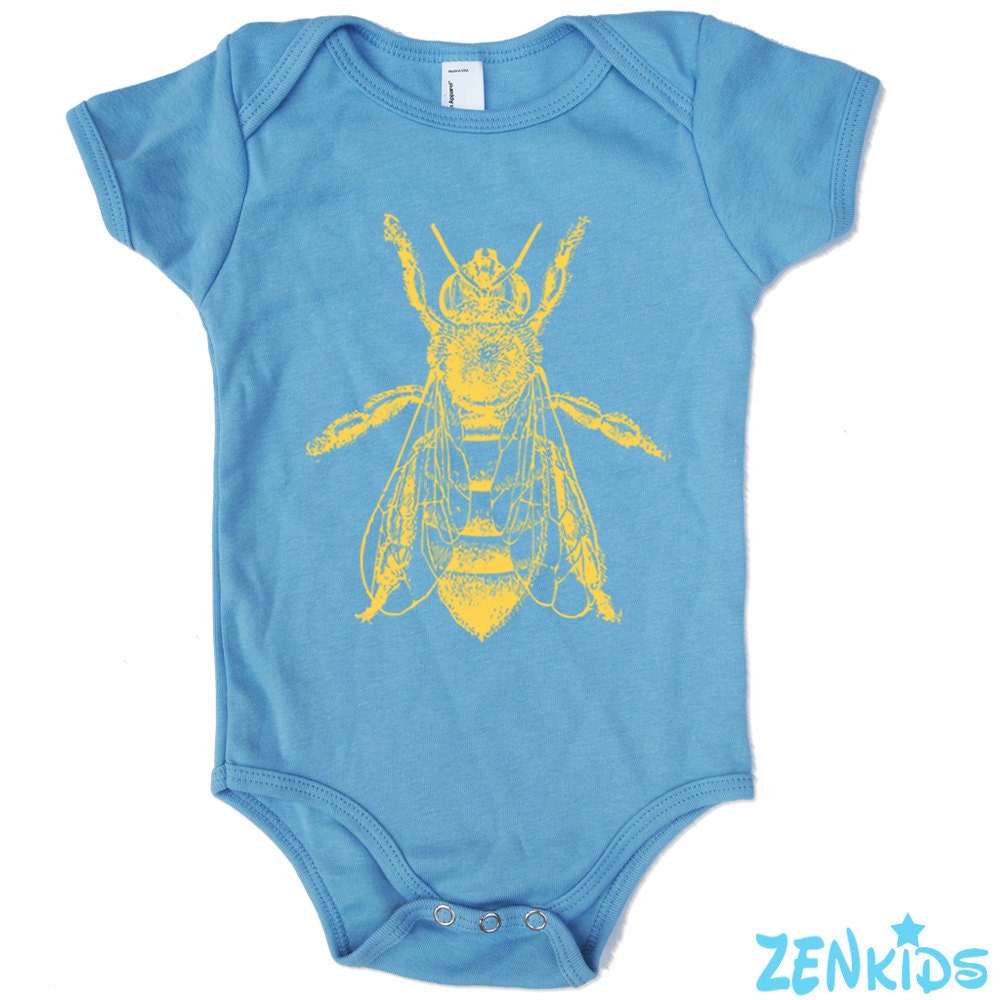 HONEY BEE Baby Onesie in Light Blue american apparel - ZenKids