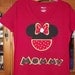 Minnie Mickey Mouse Clubhouse - Disney Birthday Party Custom Red Black Yellow V-Neck T-Shirt Personalized Applique Tee Shirt Top