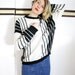 Vintage Black and White Striped Oversized Batwing Slouchy Knit Sweater
