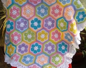 Granny Square Crochet Blanket...Baby Crochet Blanket...Colorful Knitting Patchwork Afghan...