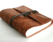 Leather Journal, Snake Skin, Hand-Bound 4.5 x 6 Journal by The Orange Windmill on Etsy