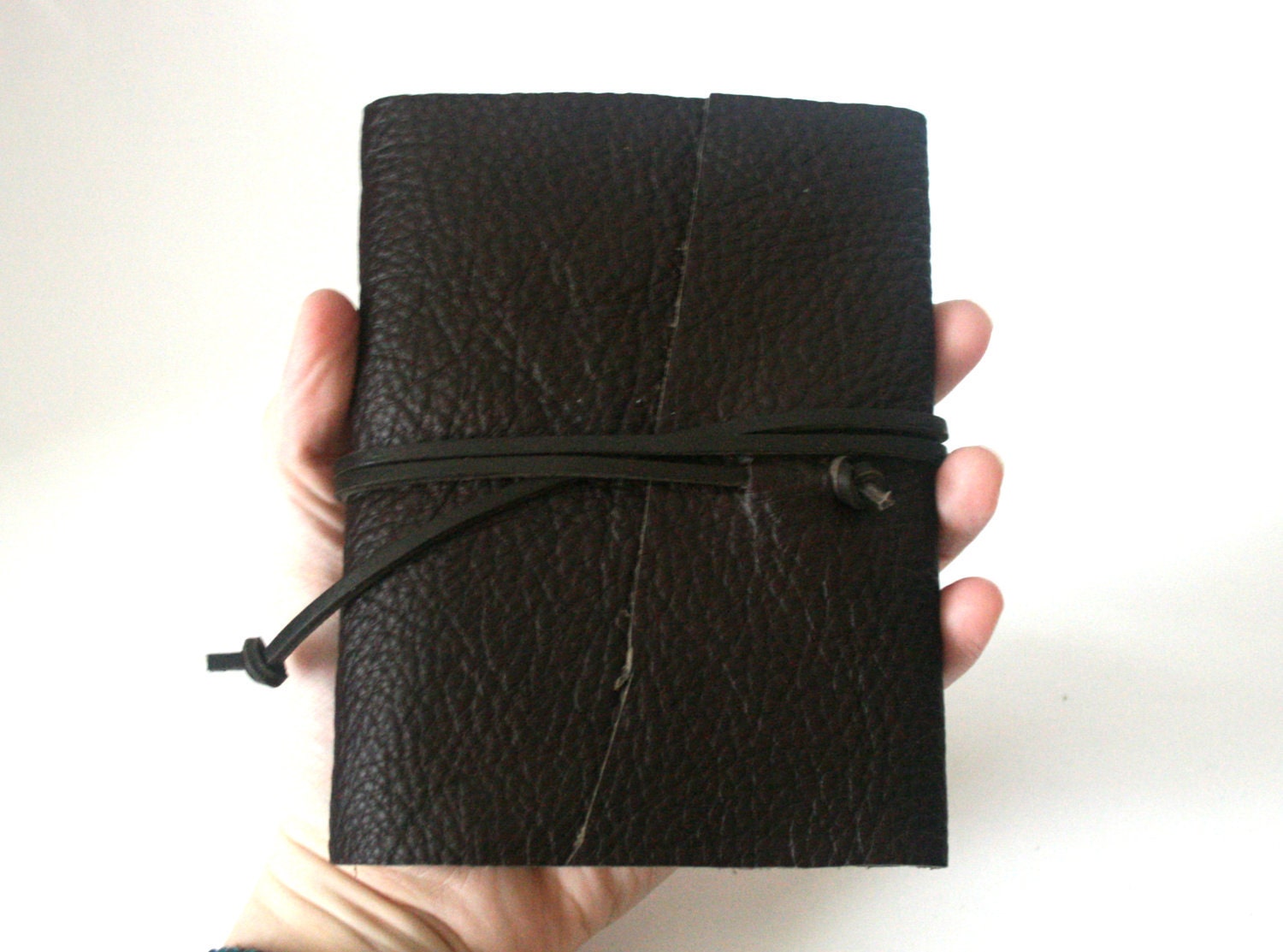 Slim Leather Journal, Dark Chocolate Brown, Hand-Bound 4.5 x 6 Journal by The Orange Windmill on Etsy