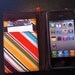 Orange striped iPhone 3, 4, 4S, 5, iPod Touch 4G wallet with removable gel case
