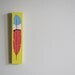 Feather Painting on Wood - Colorful Feather on Yellow