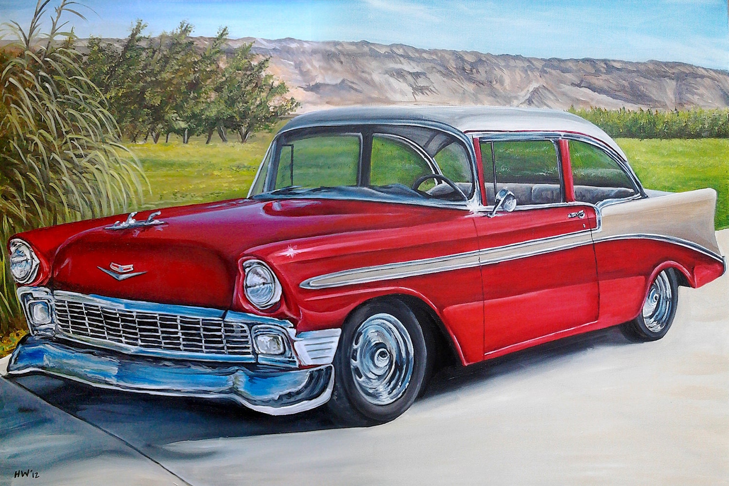 CUSTOM classic car original oil painting old by SouthPawPaintings