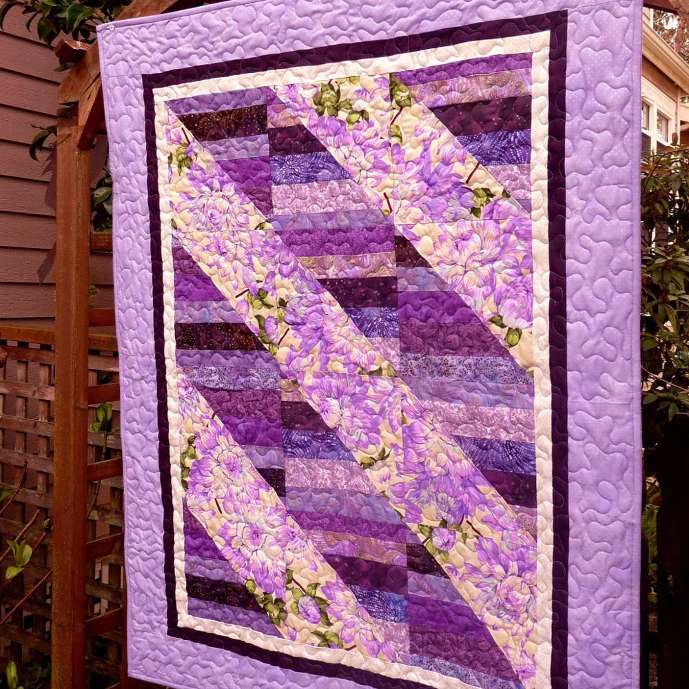 Items similar to Purple Quilt, Handmade Patchwork Quilts, Spring