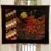 Asian Quilt, Wall Hangings, Art Quilts, Oriental Japanese Chinese Artwork, Black, Gold, Red, Table Runner, Autumn, Fall Decor