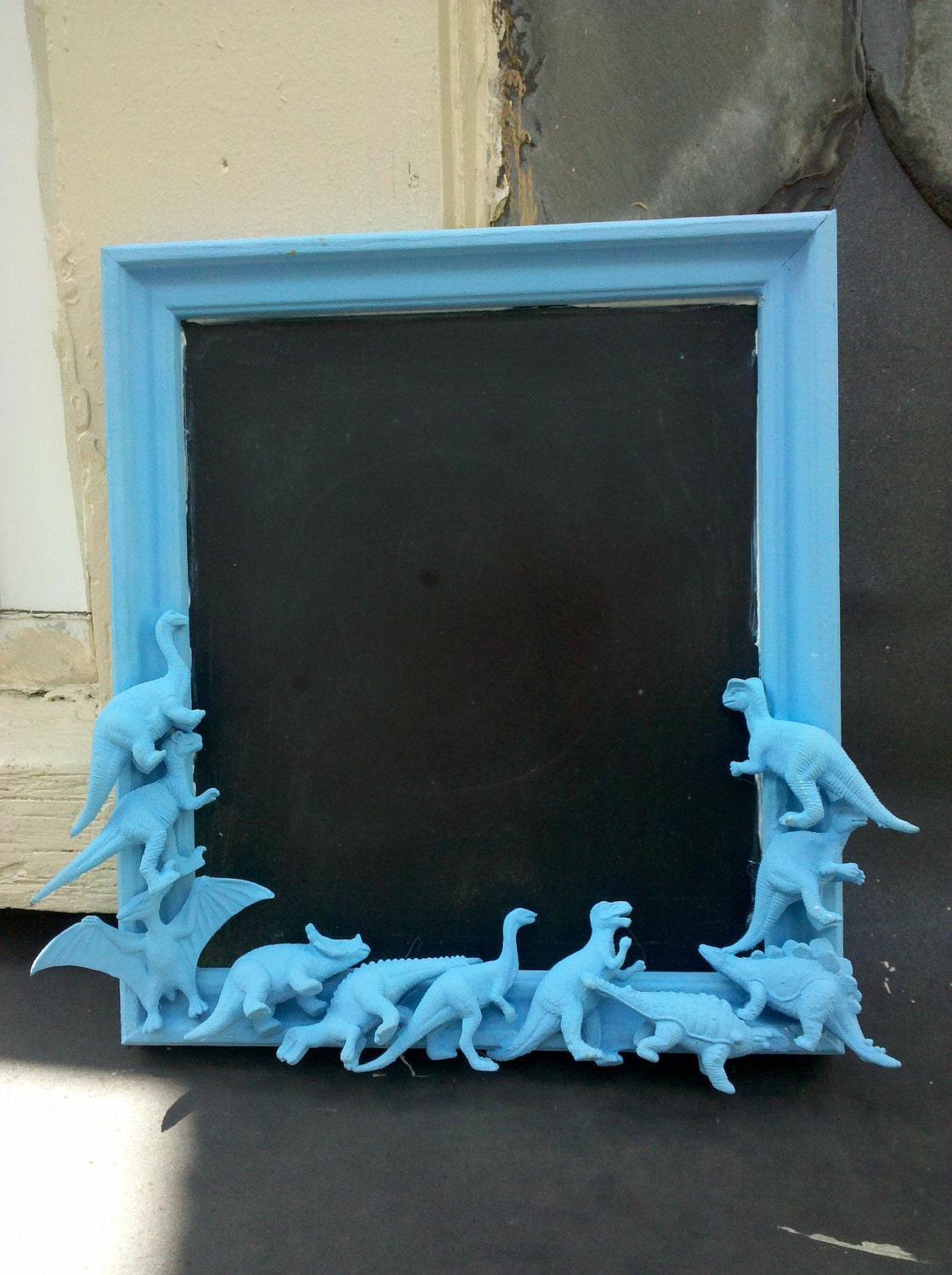 blue dinosaur chalkboard