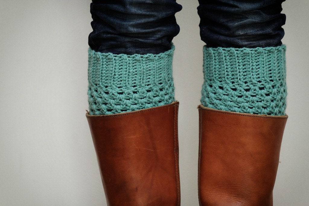 Crochet Boot Cuffs in Pastel Mint Green