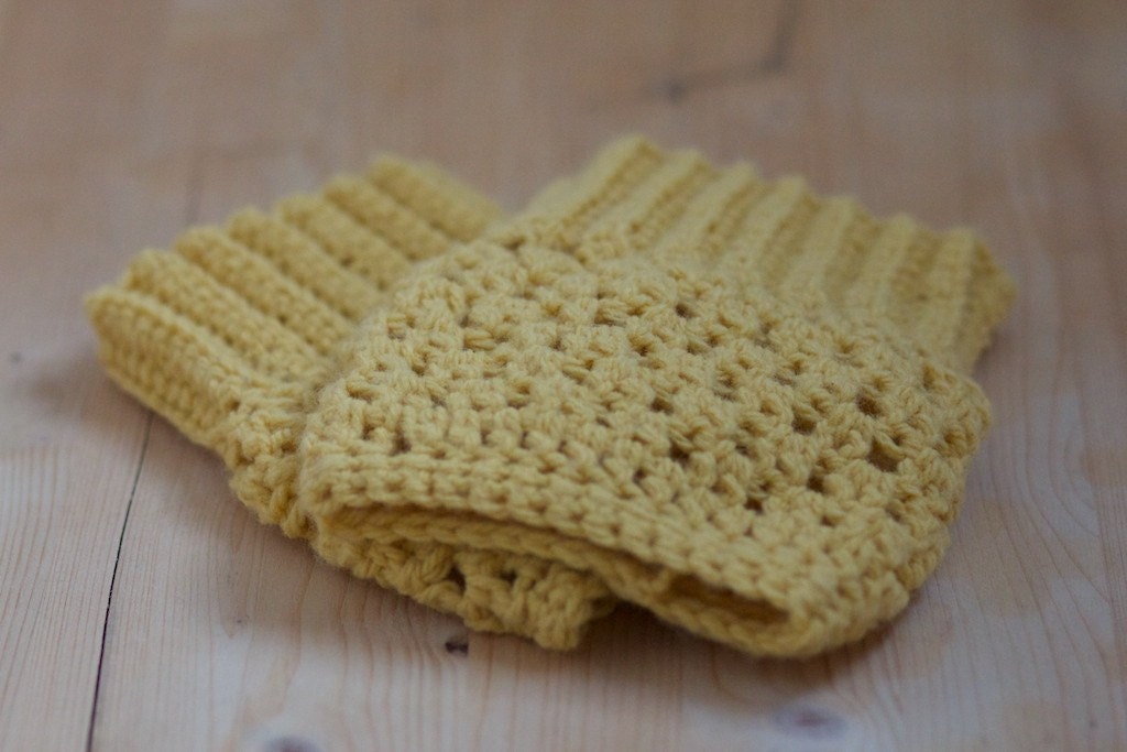 Crochet Boot Cuffs in Mustard Yellow