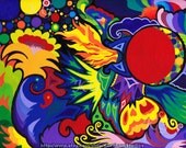 11x14 Colorful Abstract Fine Art Print  by K Graham OR request a custom size. Rainbow Geometric Modern Abstract Flowers & Fire