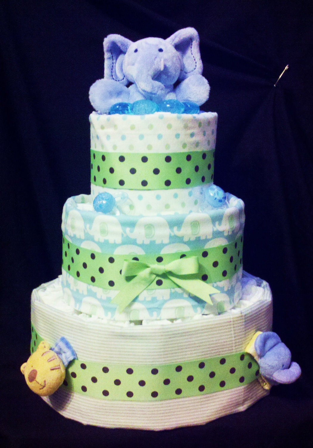 Large Boys Elephant Diaper Cake by babycakeschristine on Etsy