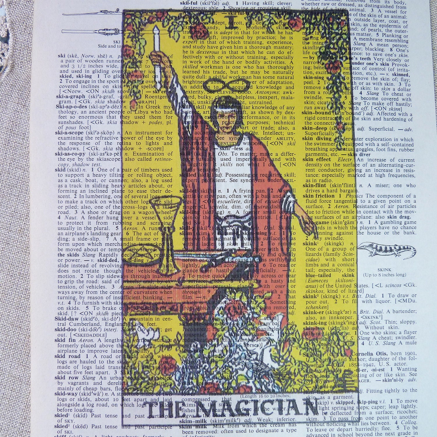 Dictionary Art Print - Upcycled Vintage Paper - The Magician - Tarot Card Print - 7-3/4 x 10-3/4