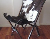 ORIGINAL BUTTERFLY CHAIR "Tripo" Hand Made Wooden Frame Cowhide Cover Cow Skin Hide Chairs