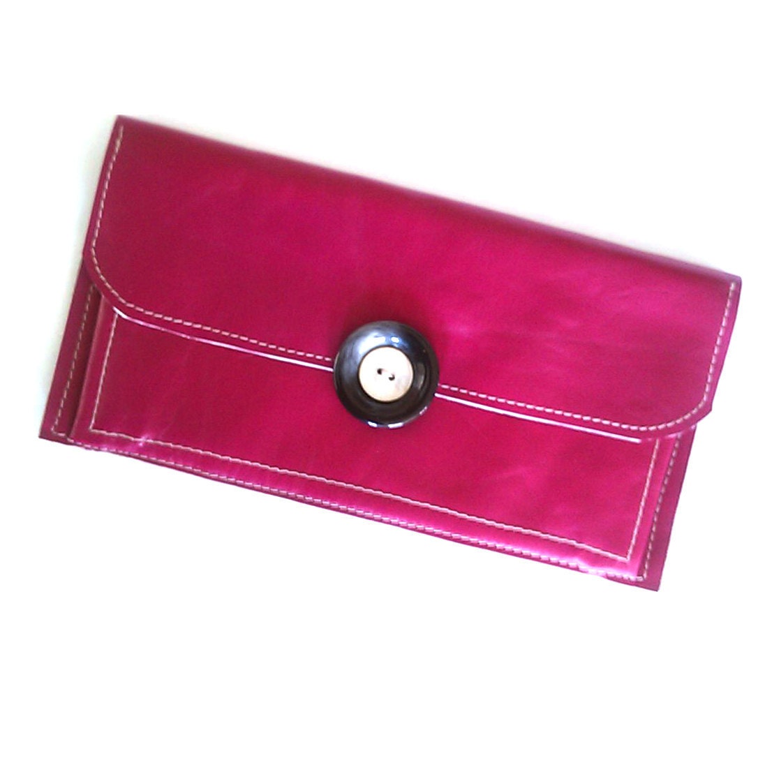 Leather clutch bag purse pink fuchsia black Loveletter