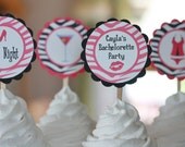 12 - Hot Pink Zebra Bridal Shower Bachelorette Party Cupcake Toppers - Ask About our Party Pack Sale - Free Ship Over 60.00
