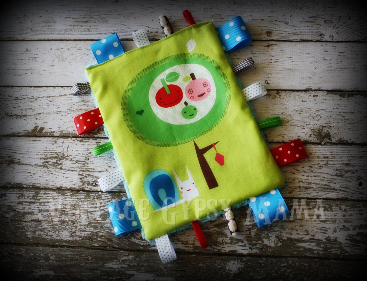 Baby Taggie Sensory Blanket Blankie Lime Green Aqua Royal Blue Red Pink Brown Minky