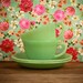 Two Sets of Lovely Fire King Jadeite Tea Cups and Saucers