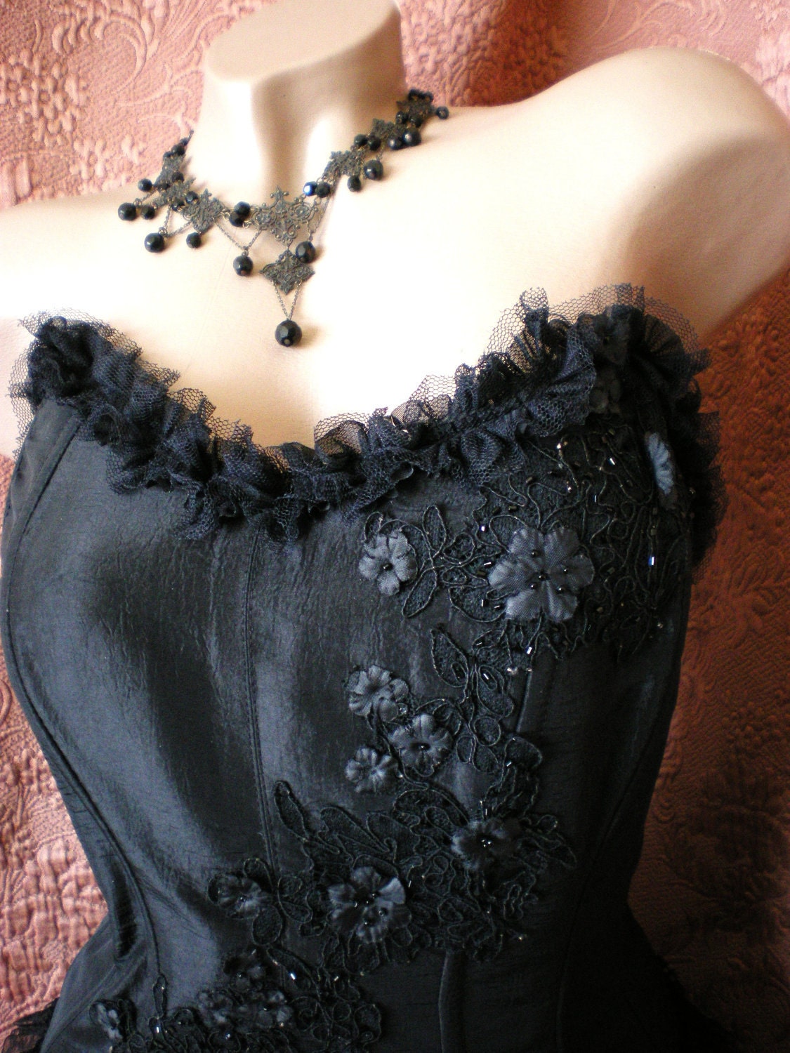 Black bustier size XL with  lace