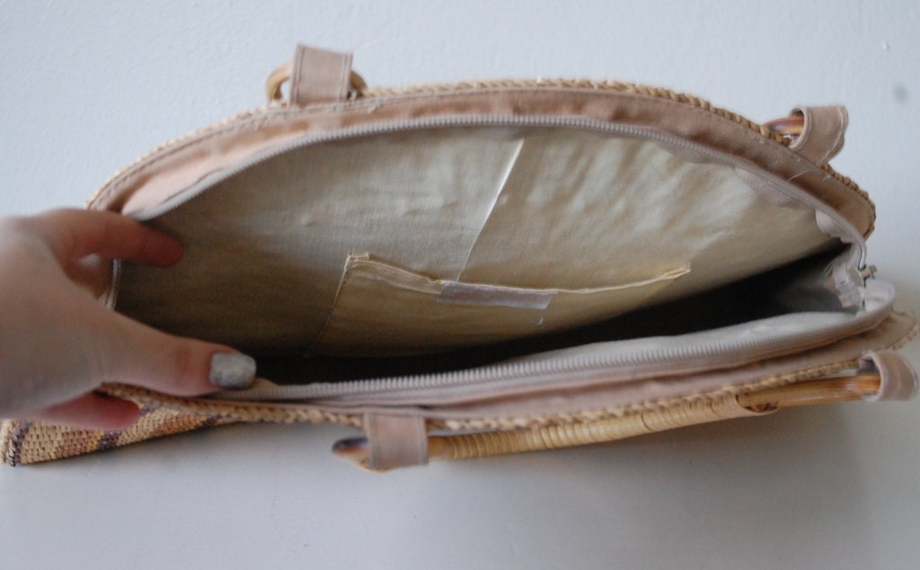 Vintage 70s Woven Sunshine Beach Bag